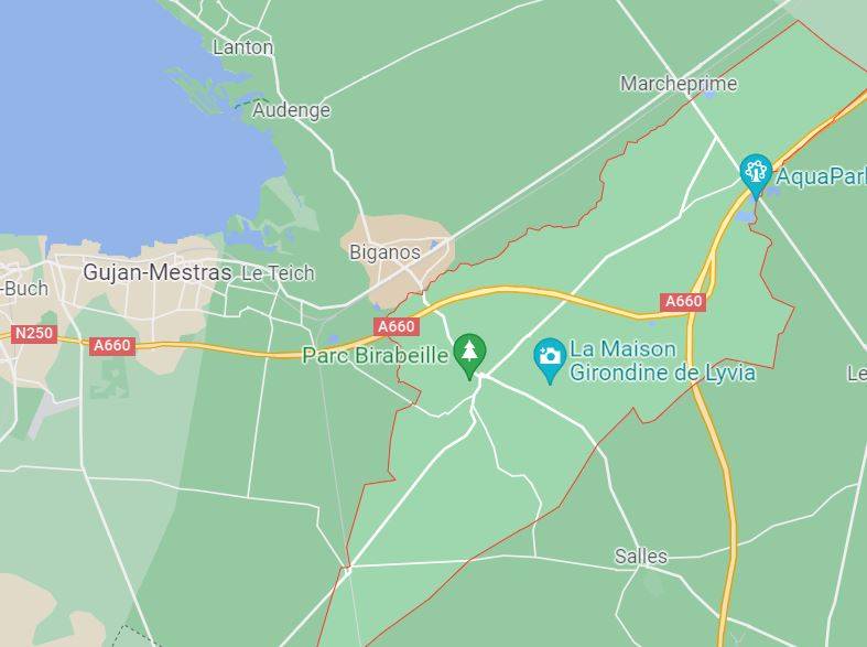 La ville de Mios à l'entrée du Bassin d'Arcachon