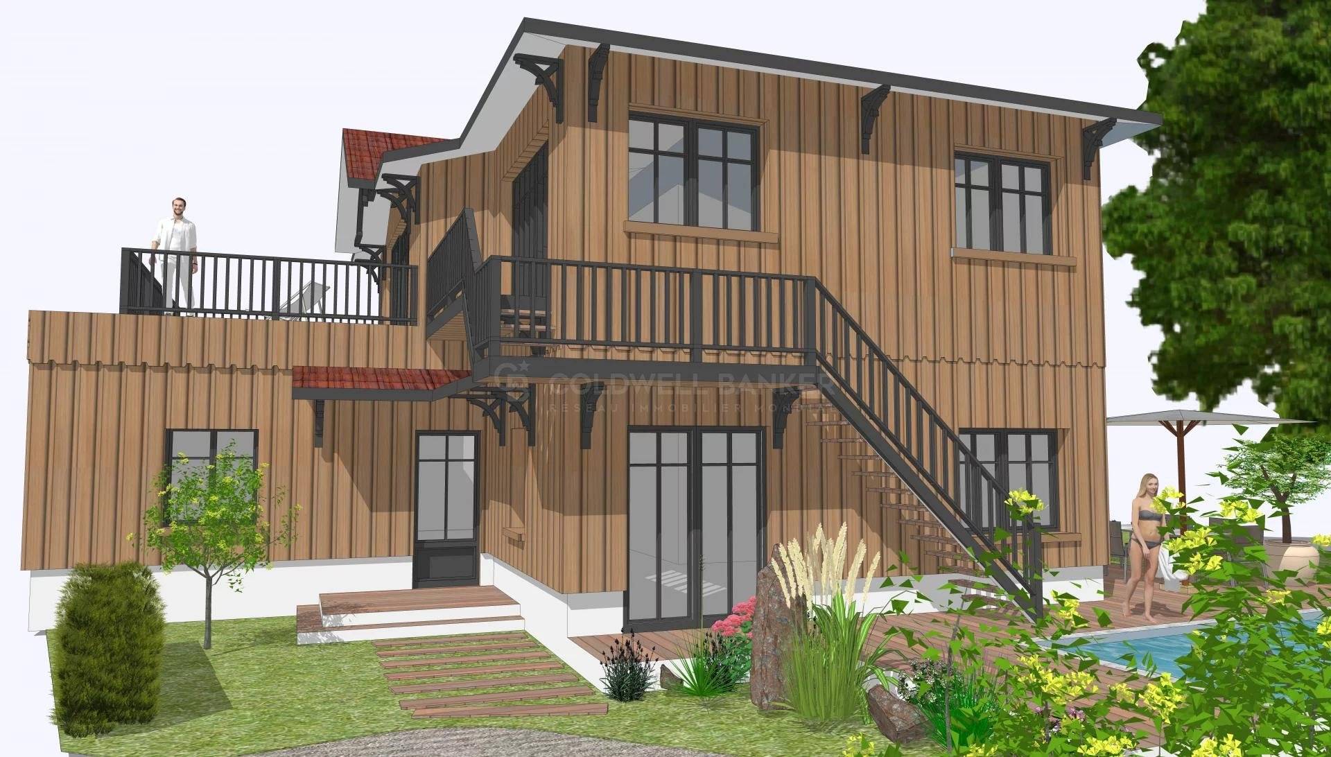 Terrain avec projet de villa vue sur le bassin - Andernos