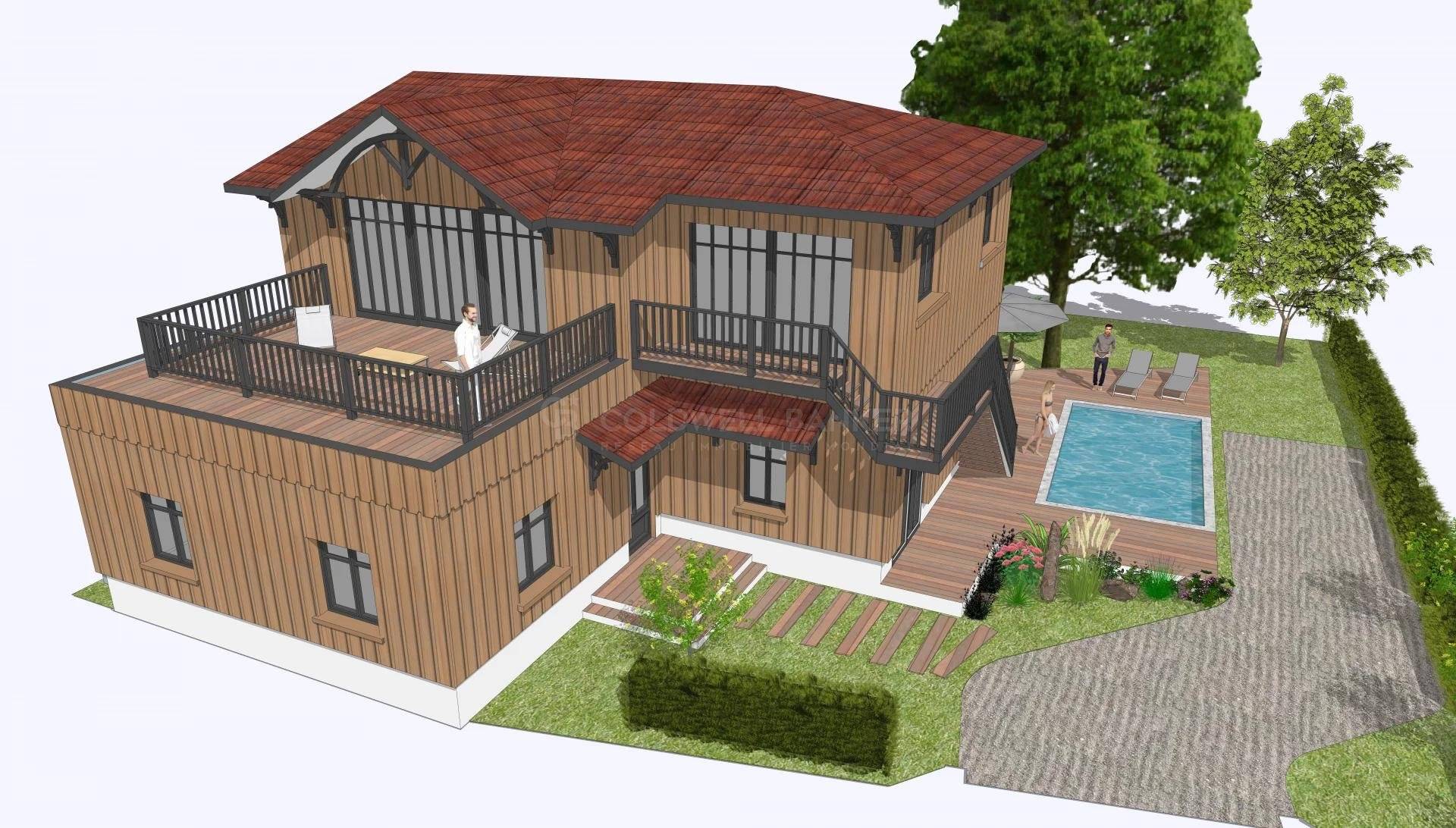 Terrain avec projet de villa vue sur le bassin - Andernos