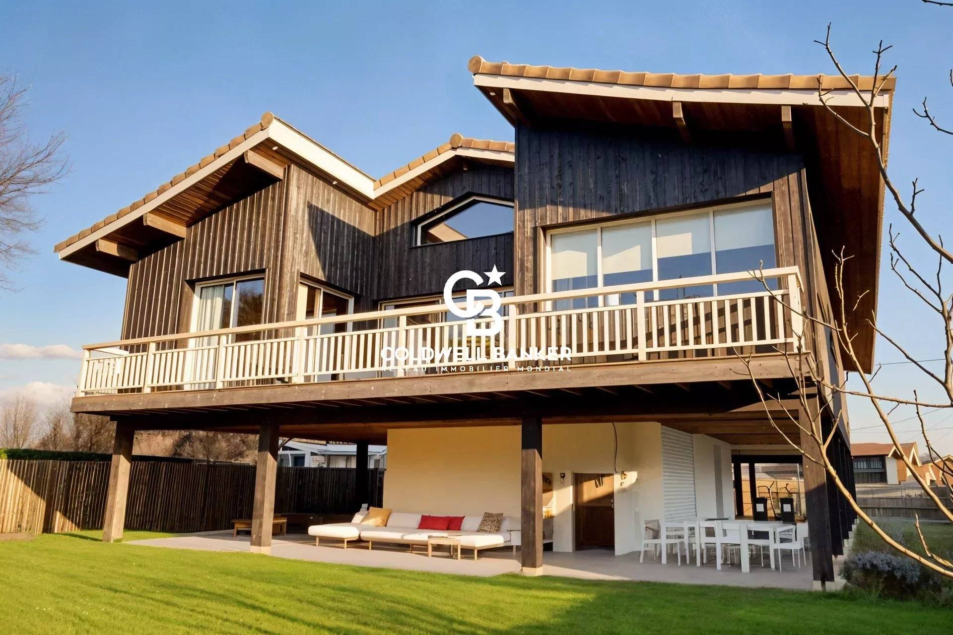 Maison à vendre à Lanton - vue bassin, architecture bois, 267 m²