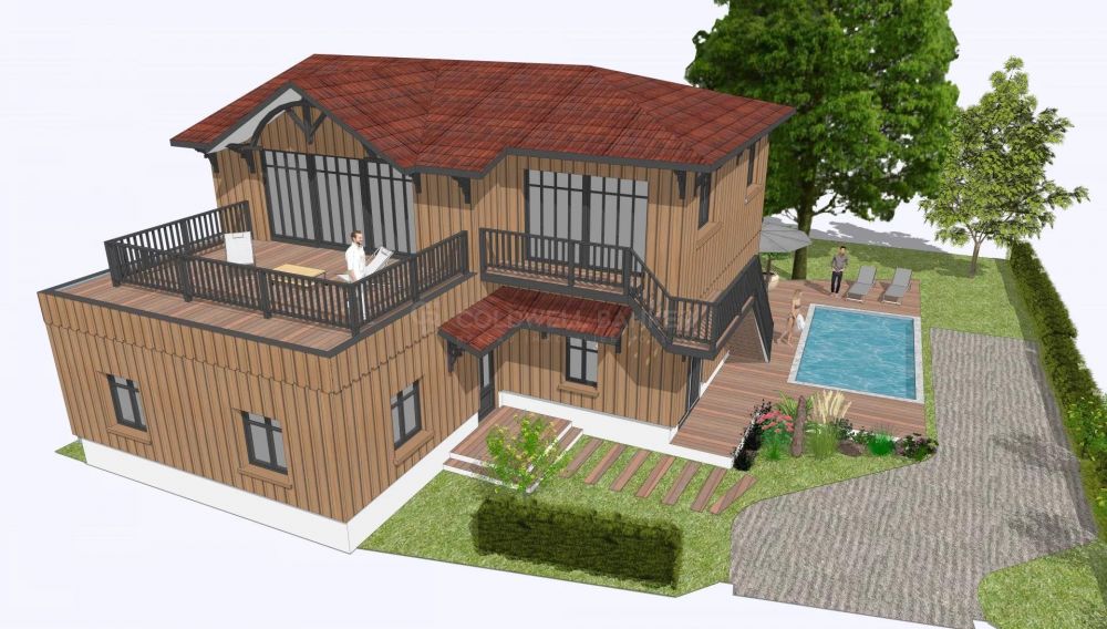 Terrain avec projet de villa vue sur le bassin - Andernos