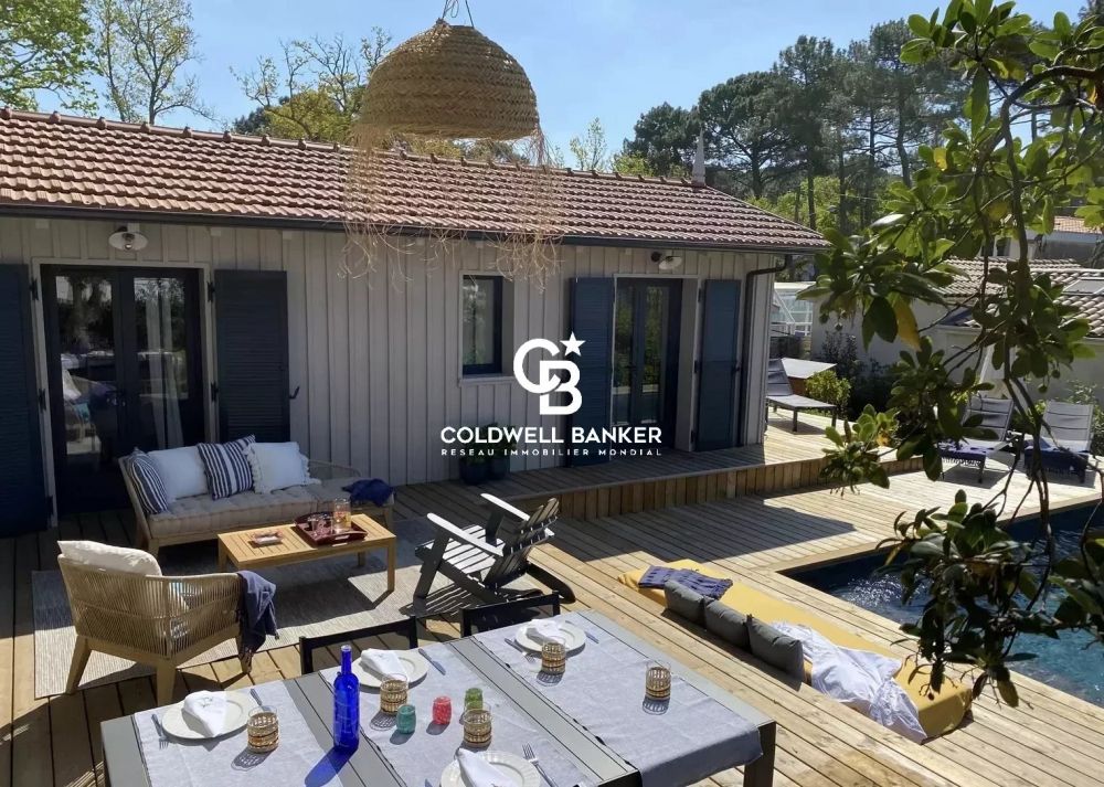 Belle villa bois récente avec piscine et vue bassin à vendre Cap Ferret Claouey