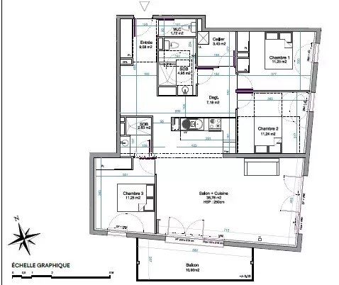 Appartement 3 chambres avec balcon, Andernos Le Mauret