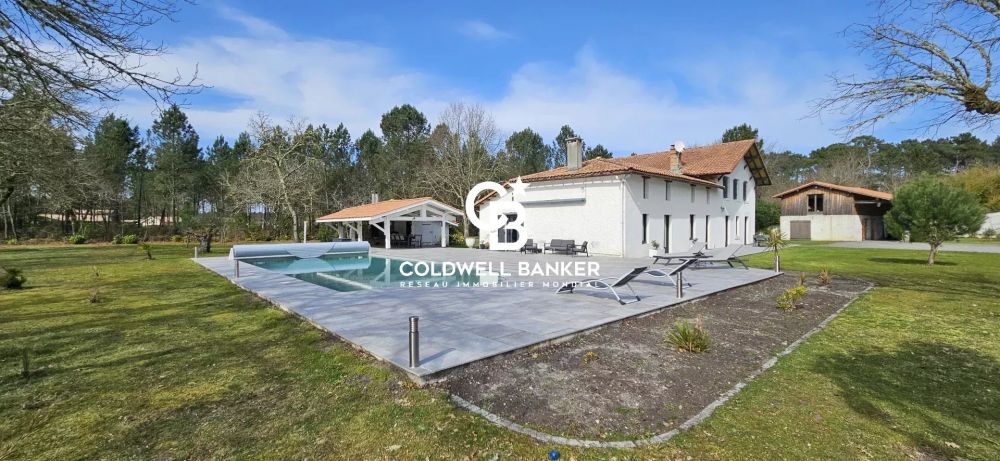 Maison à vendre Lugos - maison de charme rénovée, terrain plus de 1 ha constructible, piscine, chai 200 m²