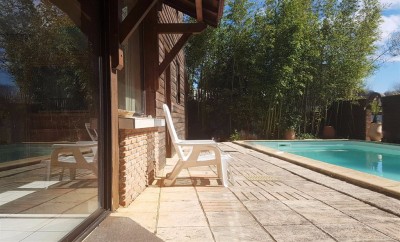 achat villa en bois sur grand terrain avec piscine Arcachon Pereire